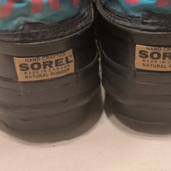 Sorel Handmade Snow Boots Womens 6 Multicolor 12 Inches Tall Front Laces - EUC - Picture 7 of 15